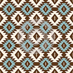 Hand Drawn Earthy Tones Tribal Vector Seamless Pattern. Navajo Graphic Print.