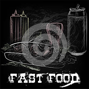 Hand drawn of east food