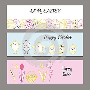 Hand drawn easter banners