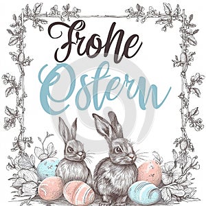 Hand drawn easter designs. Text on German \