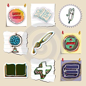 Hand drawn education emblems set. Isolated