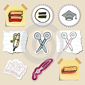 Hand drawn education emblems set. Isolated