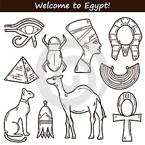 Hand drawn Egypt icons