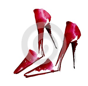 Hand drawn elegant expensive shoes illustration.