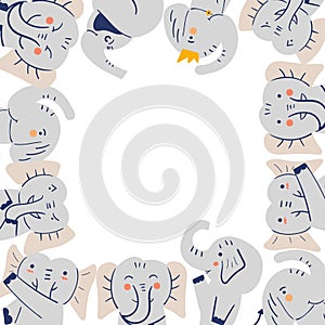 Hand drawn elephant frame vector. photo