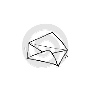 Hand drawn Email icon. Envelope Mail services. Contacts message send letter isolated doodle