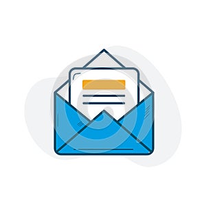 Hand Drawn Email Vector Line Icon. message, mail, missive, communication, notification, correspondence