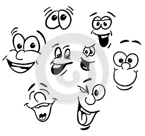 Hand drawn Emotional happy Cartoon Faces