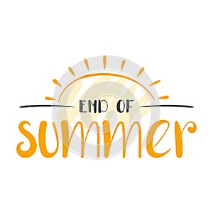 Hand Drawn End of Summer Letter with Cute Sun Background