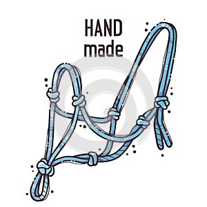 Hand drawn equestrian equipment Vector. Rope halter.