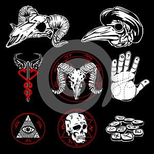 Hand Drawn Esoteric Symbols And Occult Attributes photo