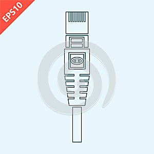 hand drawn Ethernet cable vector icon design flat isolated illustration