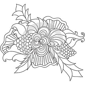 Hand drawn ethnic ornamental patterned floral frame.