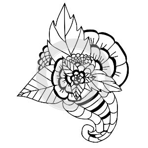 Hand drawn ethnic ornamental patterned floral frame.