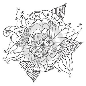 Hand drawn ethnic ornamental patterned floral frame.