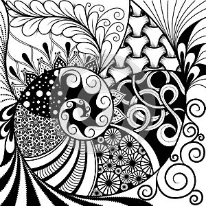 Hand-drawn ethno zentangle pattern, tribal background. It can be used for wallpaper, web page, bags, print and others. African sty
