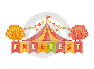 Hand drawn Fall fest tent simple flat color vector icon