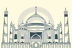 Hand drawn famous islamic building of Siddiqa Fatima Az Zahra Mosque photo