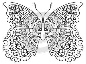 Hand-drawn fantasy butterfly with decorative wings vector illustration