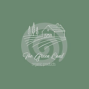 Hand drawn farm logo in doodle style
