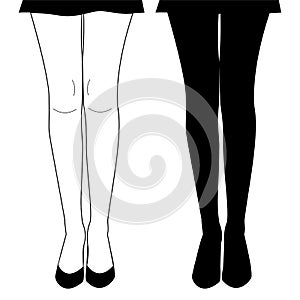 Hand Drawn Female Legs. Silhouettes of Graceful Woman Legs.