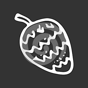 Hand drawn fir cone doodle. Sketch winter icon. Decoration element. Isolated on black background. Vector illustration