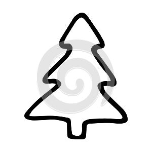 Hand drawn fir tree doodle vector illustration isolated on white