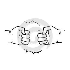 Hand drawn fist bump icon illustration vector doodle