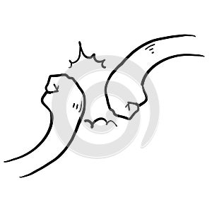 Hand drawn fist bump icon illustration vector doodle