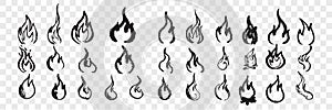 Hand drawn flames doodle set