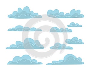 Hand Drawn Flat Clouds for Design Element Concept Illustration Set