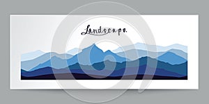 Hand drawn flat design, mountains landscape with calligraphy, il