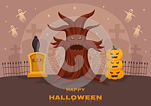 Hand drawn flat Halloween background.