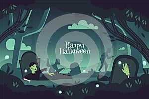 hand drawn flat halloween background vector design
