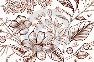 Hand drawn floral background. Generative ai