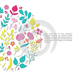 Hand drawn floral elements. Romantic surface design. photo