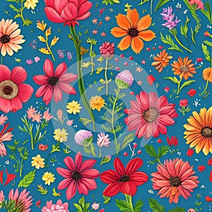711 Hand-drawn Floral Illustrations: An artistic and whimsical background featuring hand-drawn floral illustrations in playful a