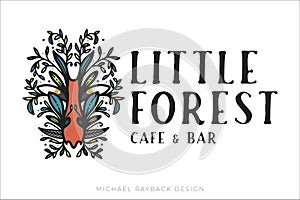 Hand drawn floral logo, hand drawn logo, creature logo, magic floral logo, cafe logo, reatsurant logo, floral creature