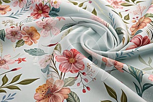 Floral all-over pattern with blur wave effect in hand-drawn style