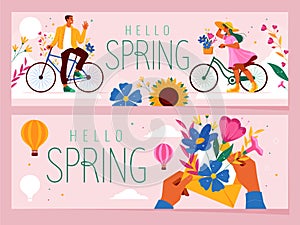 Hand drawn floral spring banners