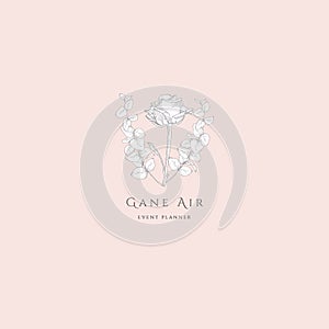 Vector Floristic Feminine Brand Logo Template. photo