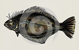 Hand drawn flounder flatfish isolated