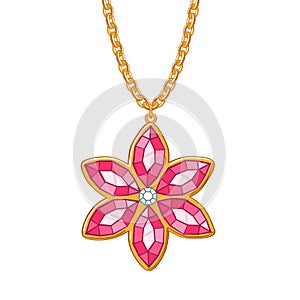 Hand drawn flower pendant necklace.