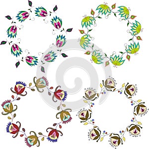 Hand drawn flower wreath, set of vector clip art floral frames