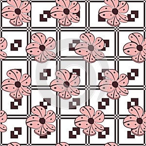 Hand drawn flowers seamless pattern jacquard background