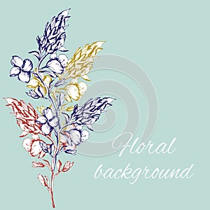Hand drawn flowers. Spring contour flowers for decoration of festivities on paper,postcards, felicitation. Vector illustration