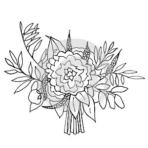 Hand drawn flowers.Wedding bouquet. Vector illustration.