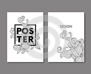 Hand drawn fluid shape design. Artistic graphic element. Vector illustration for a postcard or a poster. Eps10 vector. Set.