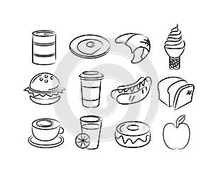 Hand drawn food icons