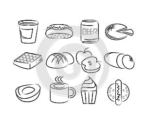 Hand drawn food icons